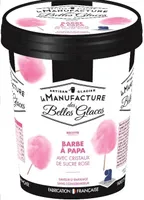 Glace parfum barbe à papa avec cristaux de sucre rose