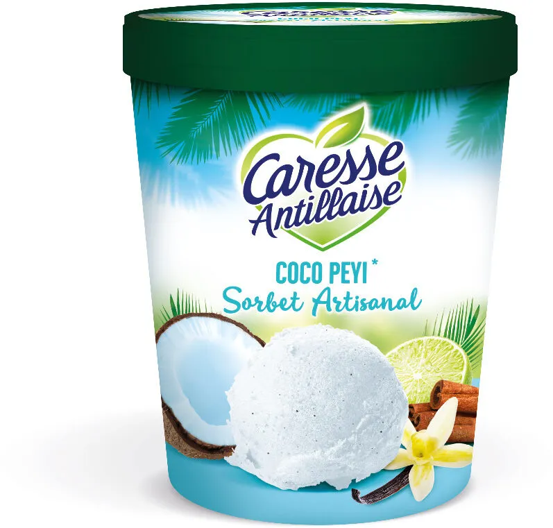 Sorbet à la noix de coco, au citron vert, à la vanille, à la cannelle et à l'arôme naturel d'amande amère