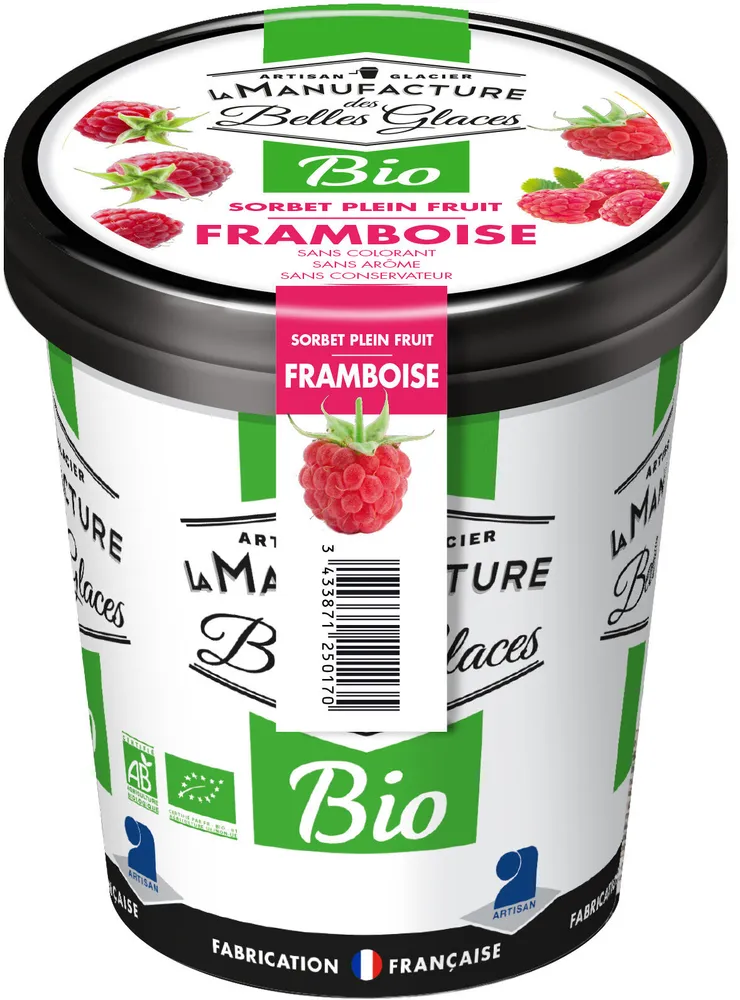 Sorbet plein fruit à la framboise Bio