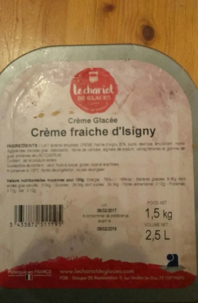 Crèrme glacée crème fraiche d'isigny