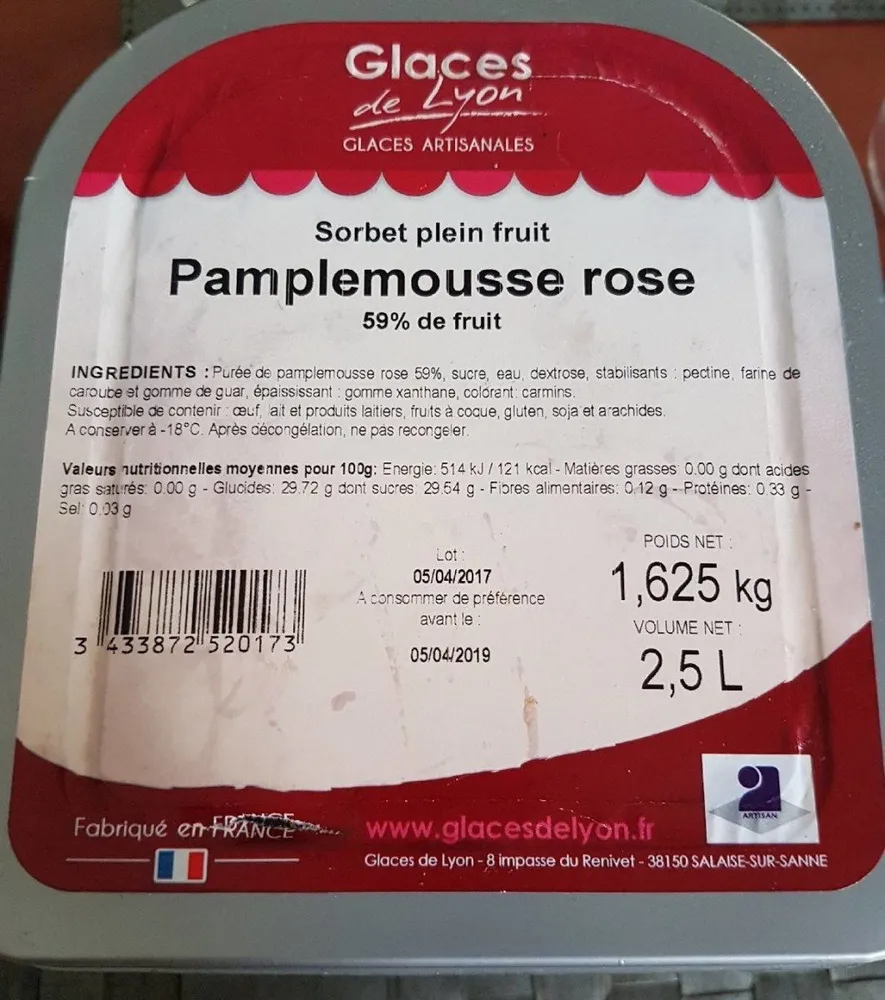 Glace pamplemousse rose