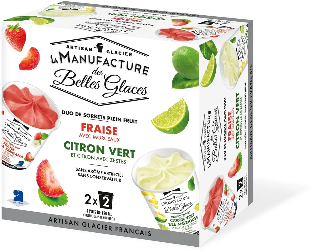 Duo de sorbets fraise / citron vert