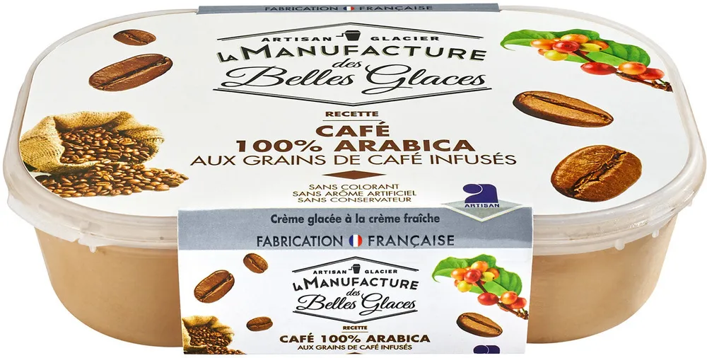 Crème glacée au café pur Arabica avec grains de café infusés