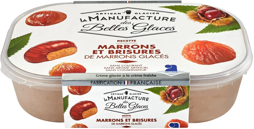 Crème glacée au marron avec brisures de marrons glacés
