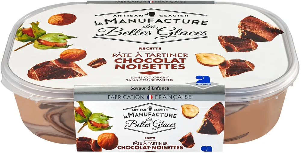Crème glacée façon pâte à tartiner au chocolat et aux noisettes