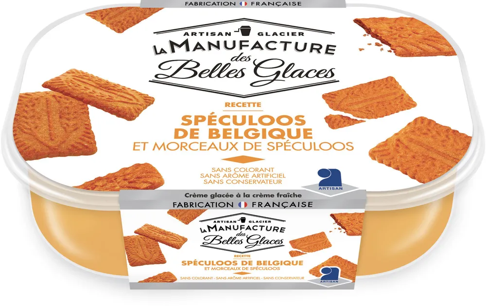 Crème glacée Spéculoos de Belgique avec morceaux de spéculoos