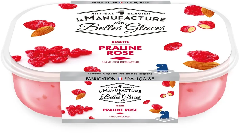 Crème glacée à la praline rose