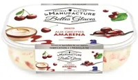 Crème glacée avec morceaux de griotte confite et sauce à la griotte