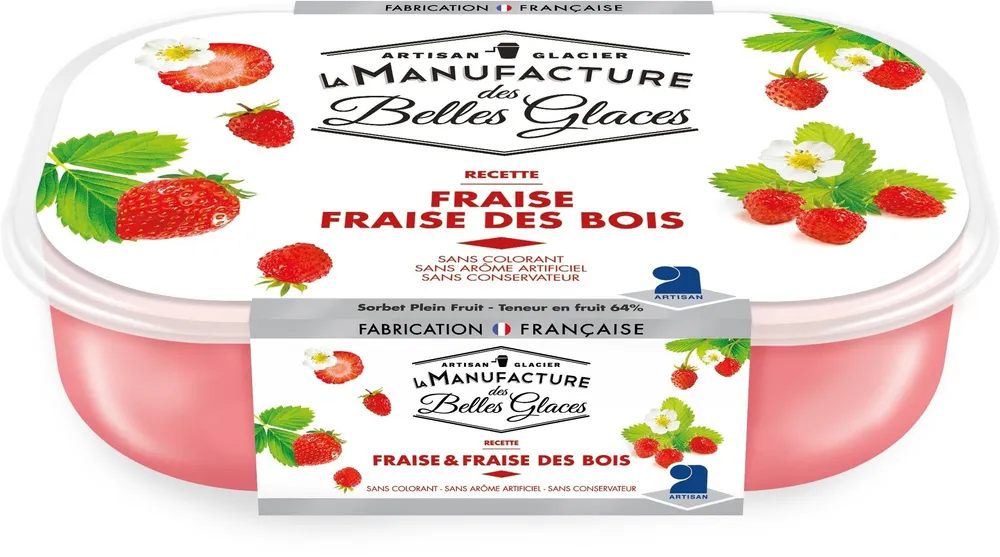 Sorbet plein fruit à la fraise et à la fraise des bois