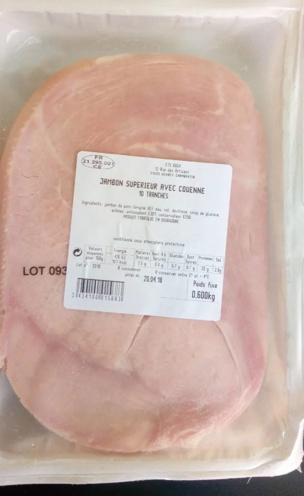 Jambon supérieur avec couenne