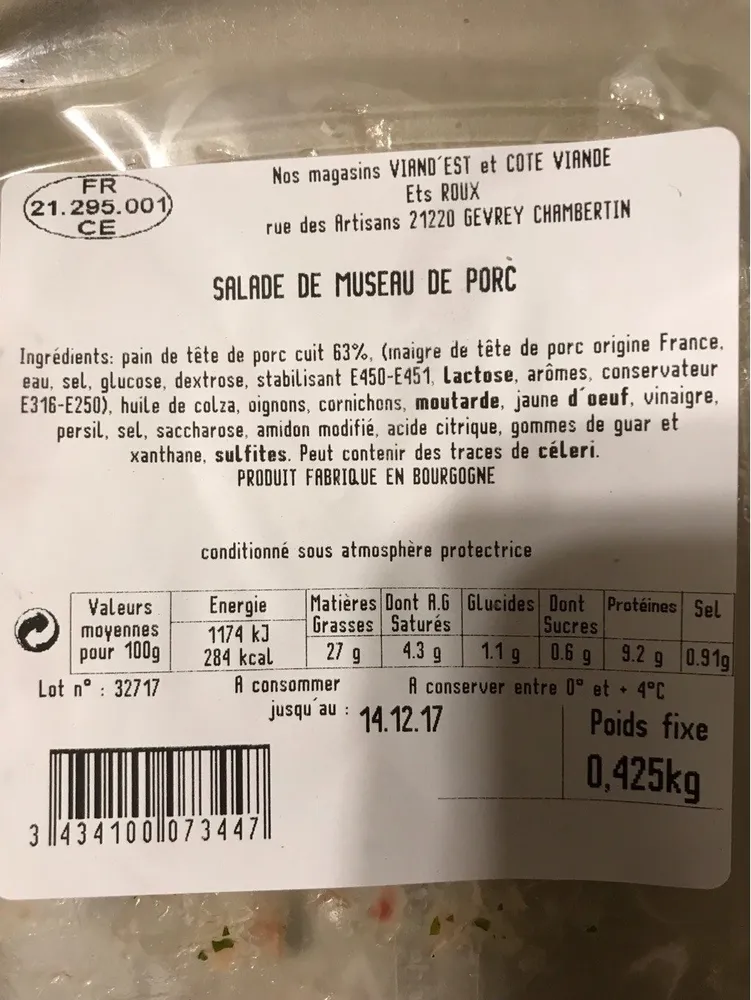 Salade de museau de porc
