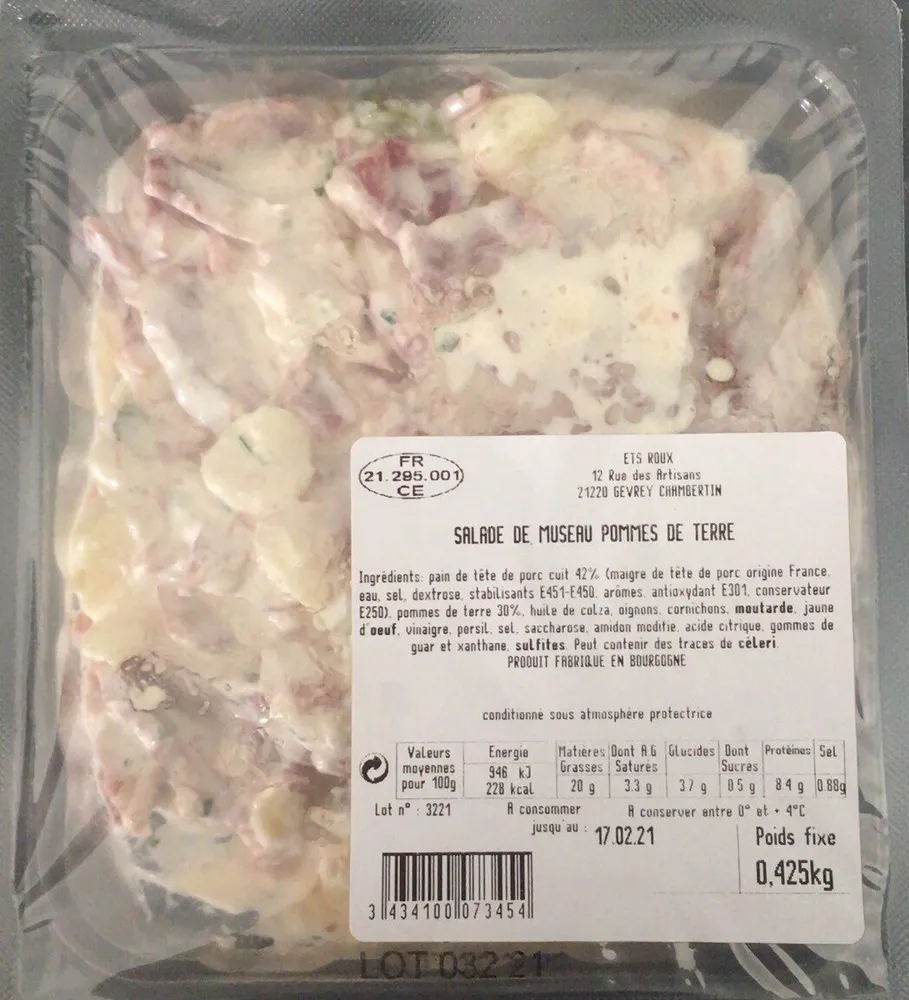 Salade de museau, pommes de terre