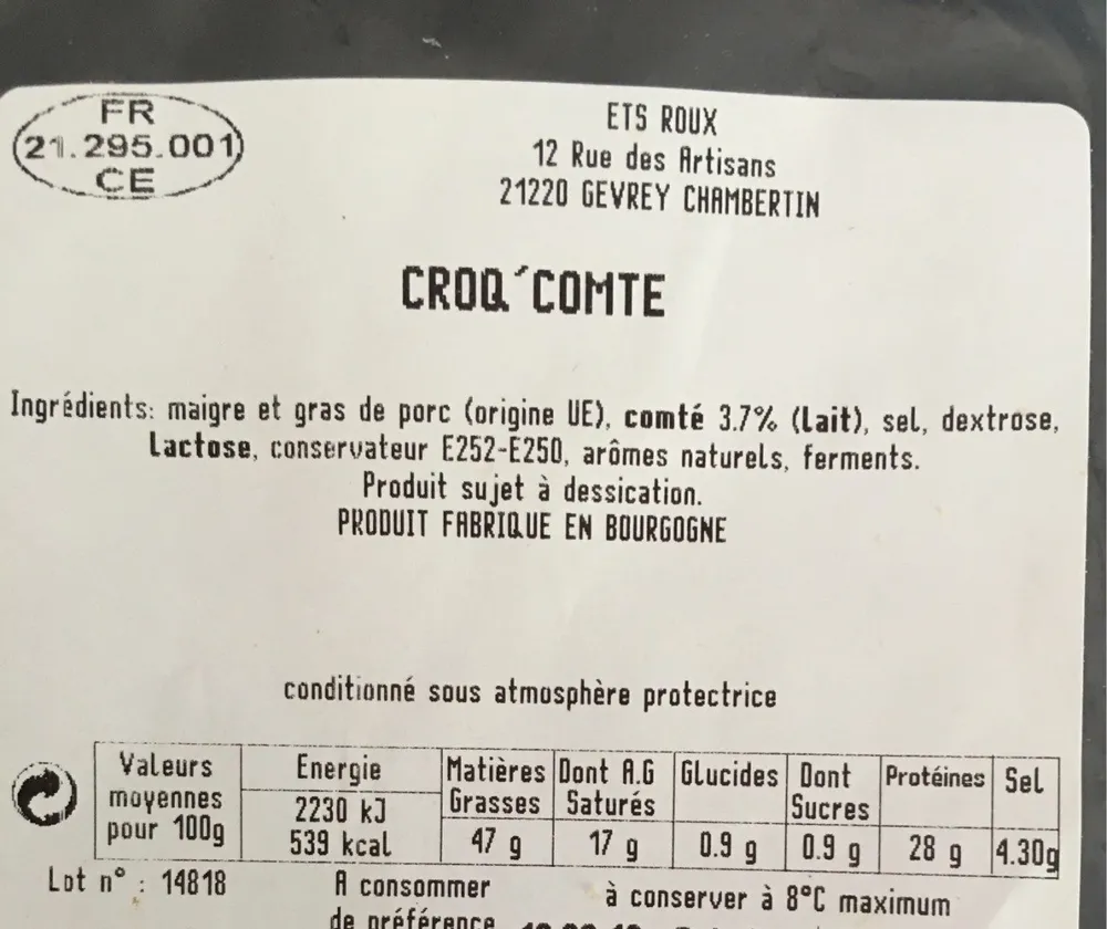 Saucissons Mini au Comté