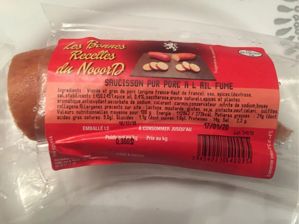 Saucisson pur porc a l'ail fumé