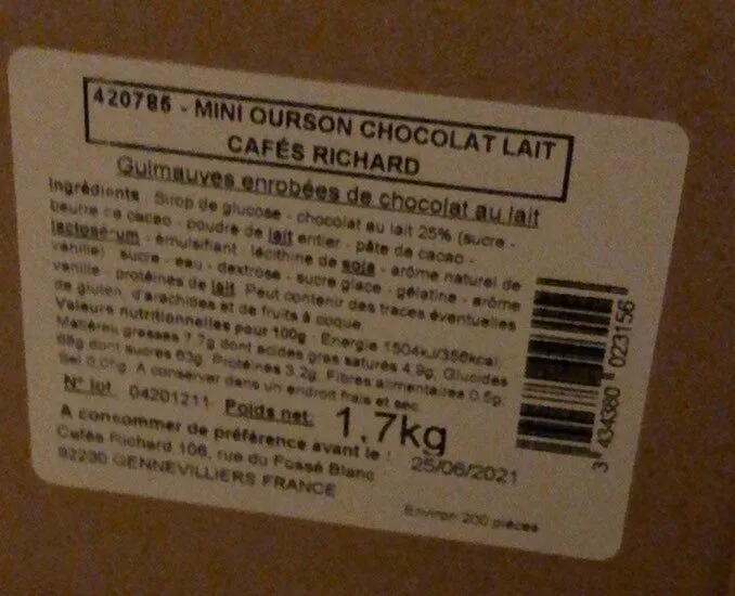 Mini ourson chocolat
