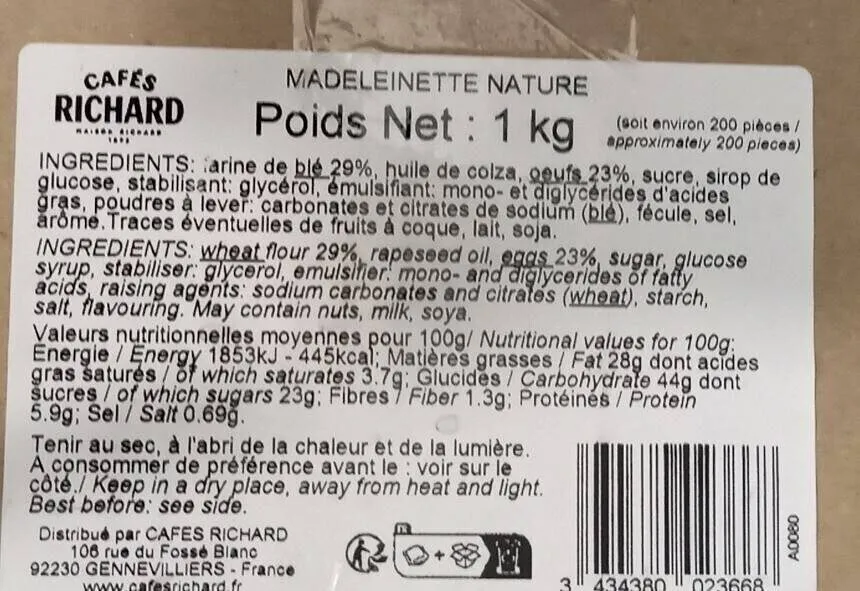Mini madeleines nature