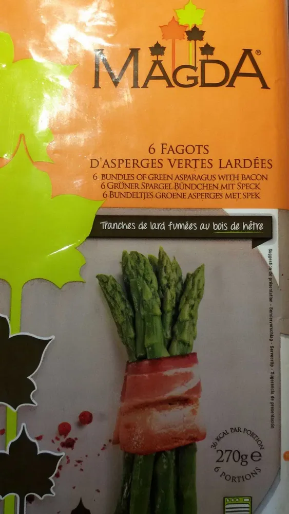6 fagots d'asperges vertes lardées