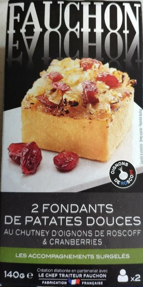 fondant de patates douces au chutney d'oignons et cranberries