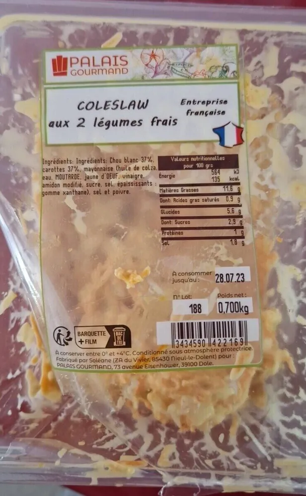 Coleslaw aux 2 legumes frais