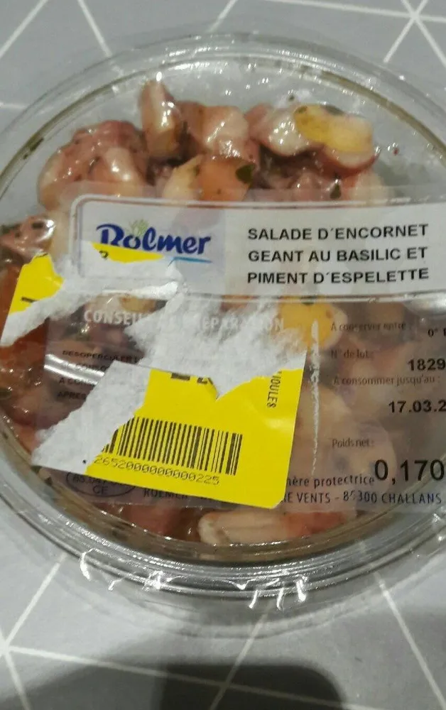 Salade d'encornet géant au basilic et au piment d'espelette