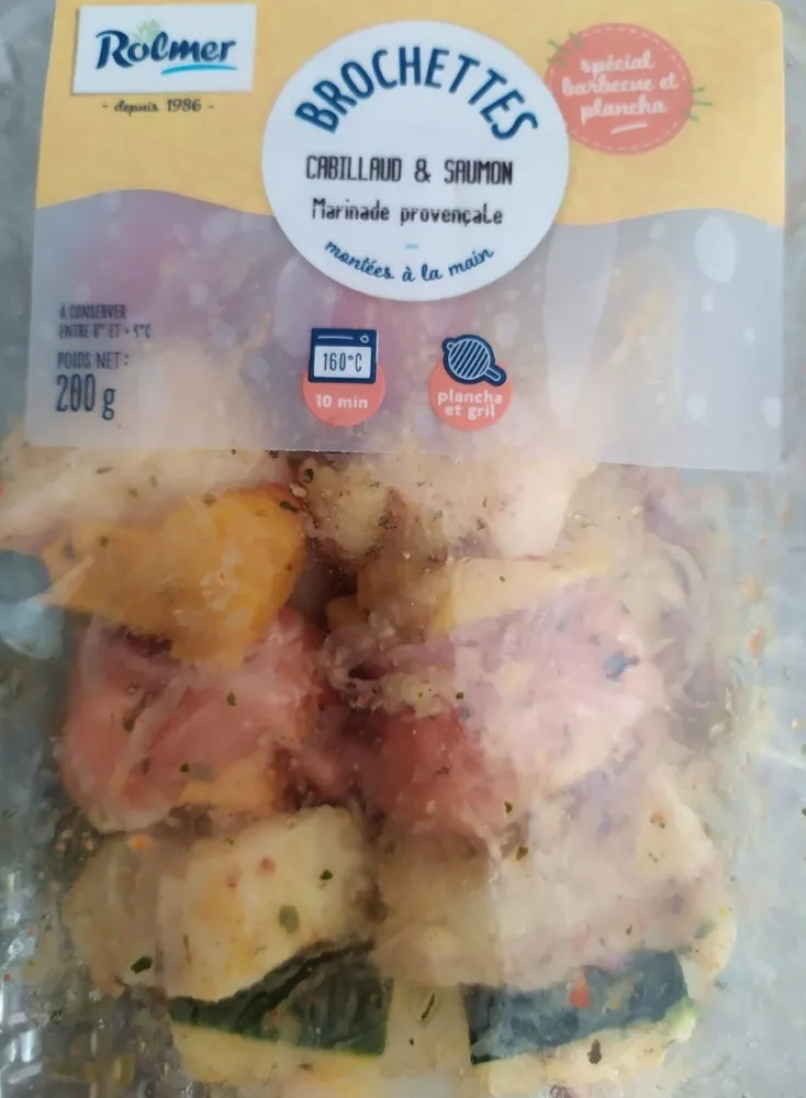 Brochettes cabillaud saumon