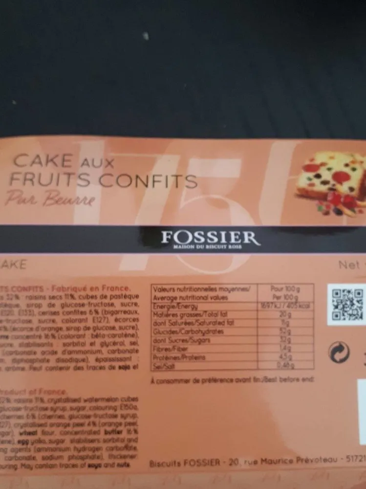 Cake aux fruits confits