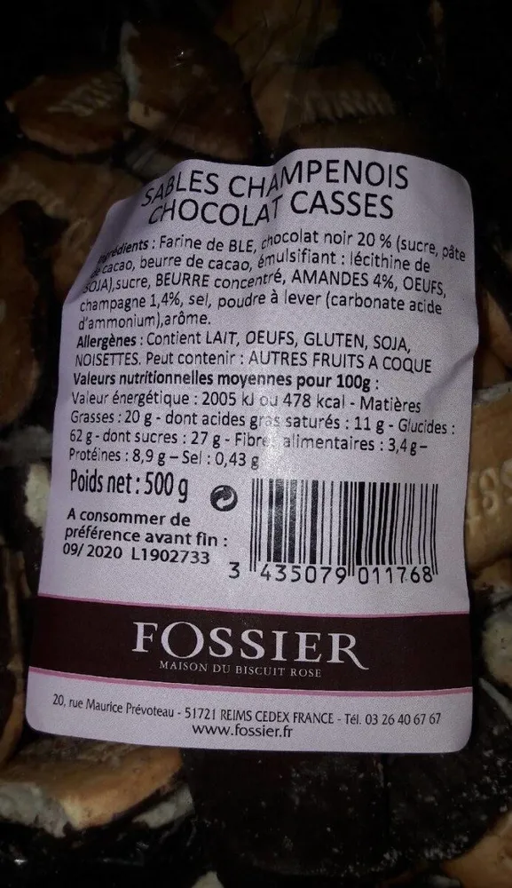 Sablés champenois chocolat casses
