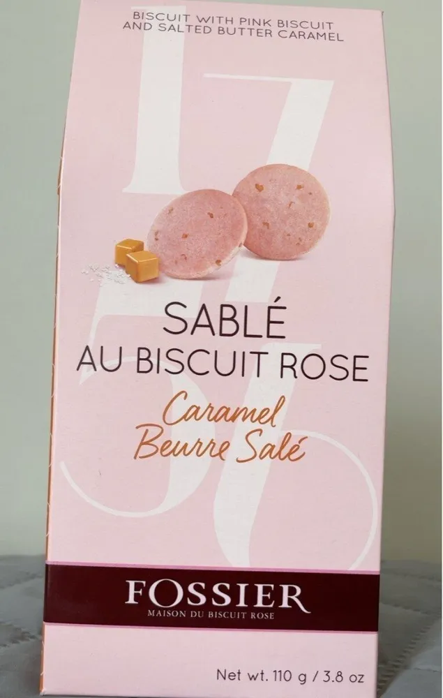 Sablé au biscuit rose, caramel beurre salé