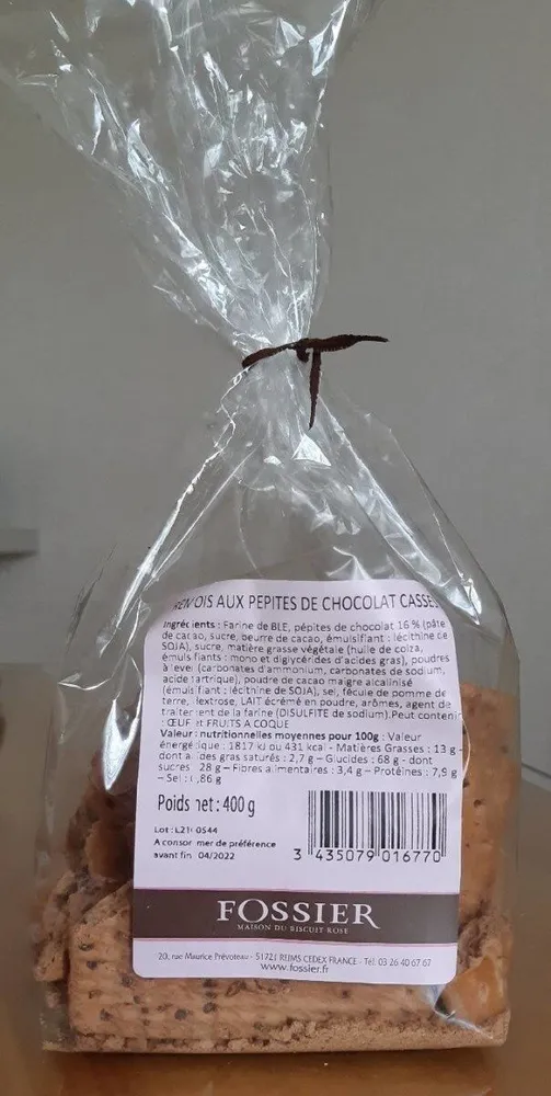 Remois aux pépites de chocolats casses