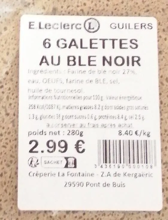 Galettes = Crêpes blé noir