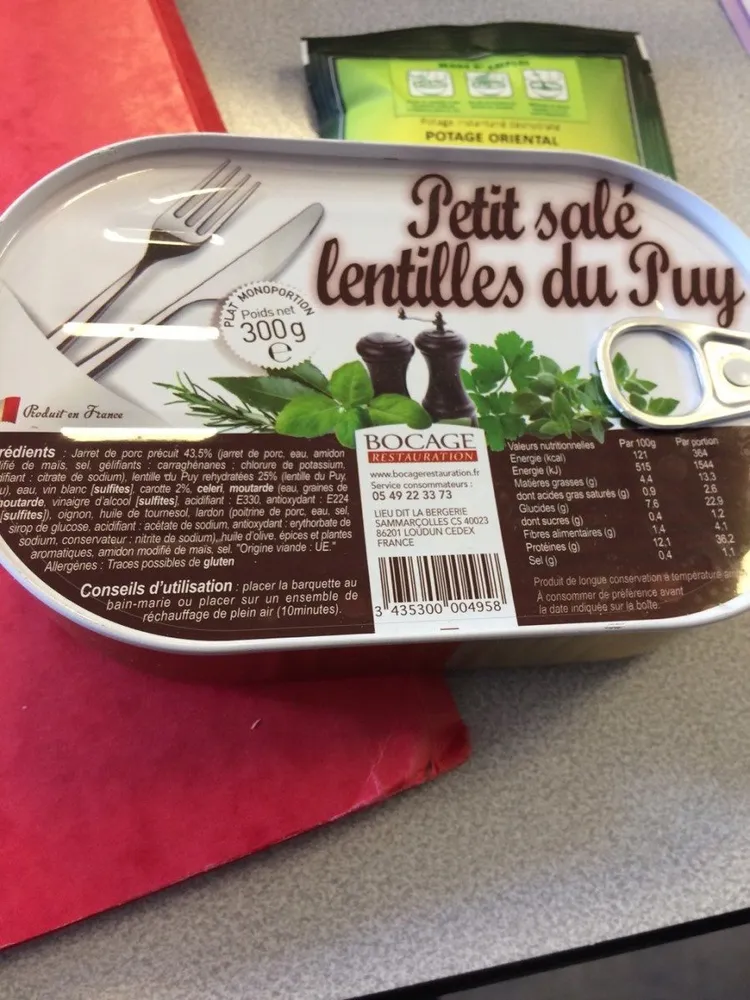 Petit sale lentilles du puy