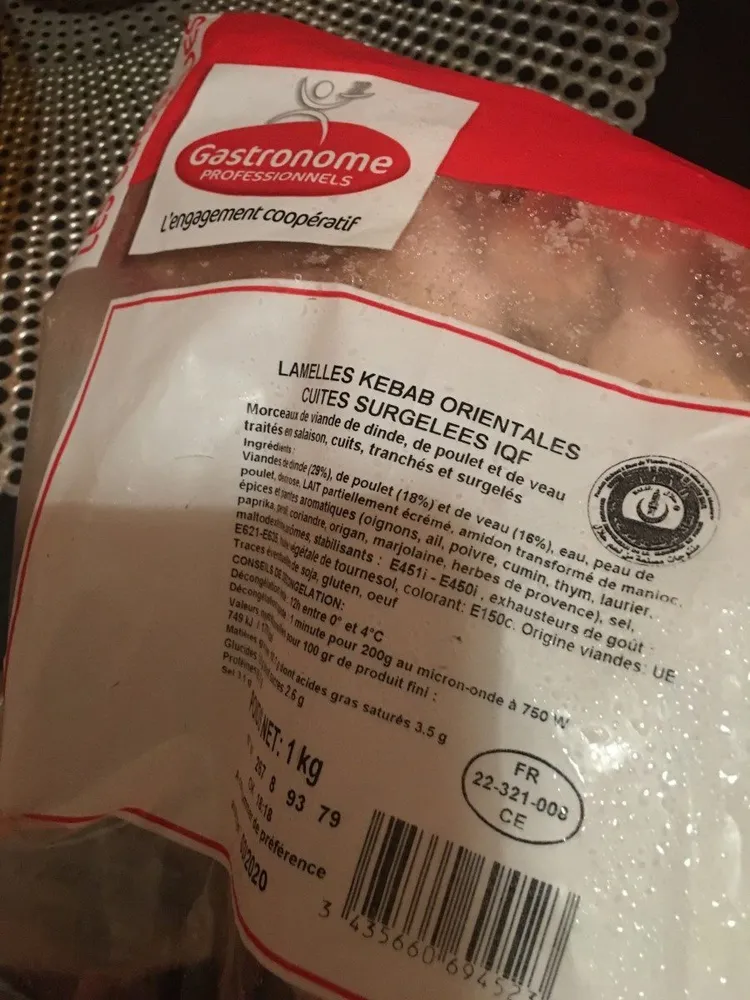 Lamelles kebab orientales cuitzs surgeles