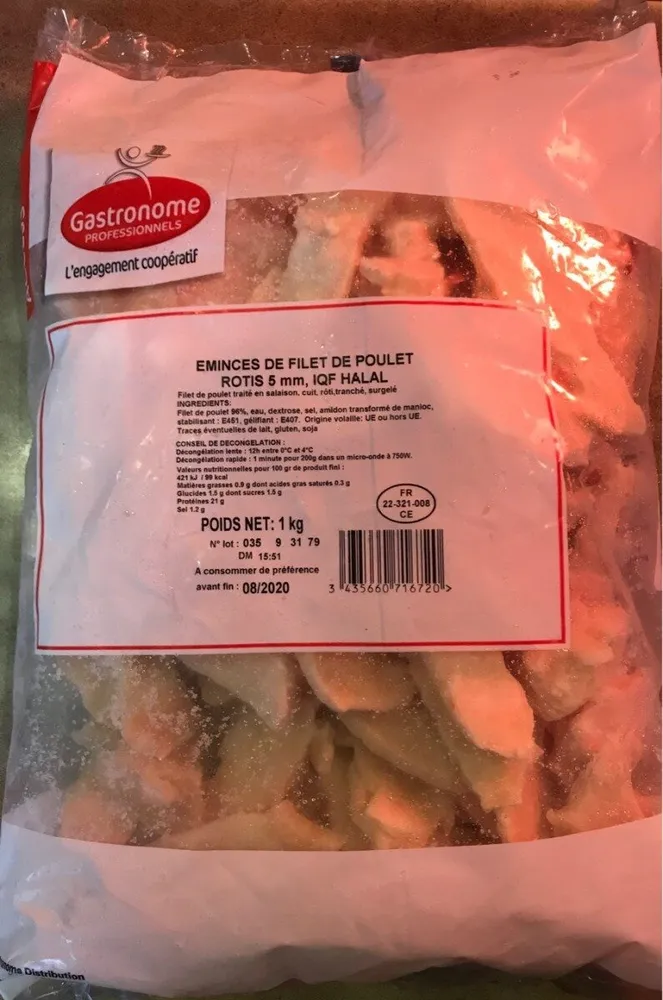 Emincée de filet de poulet rotis 5mm IQF HALAL