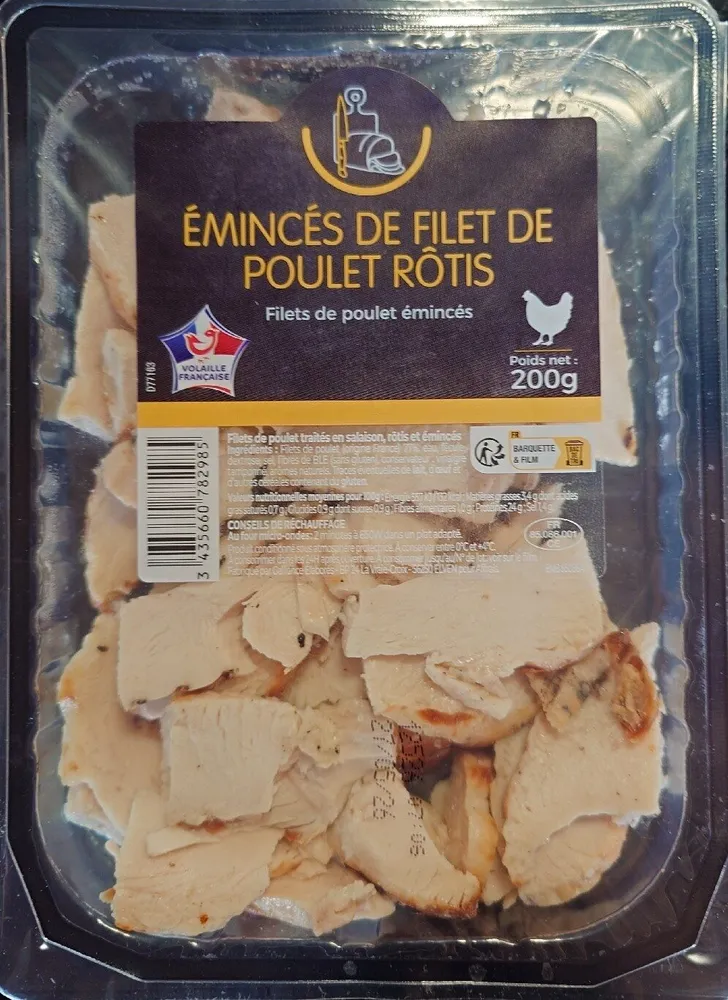 Emincés de filet de poulet rôtis