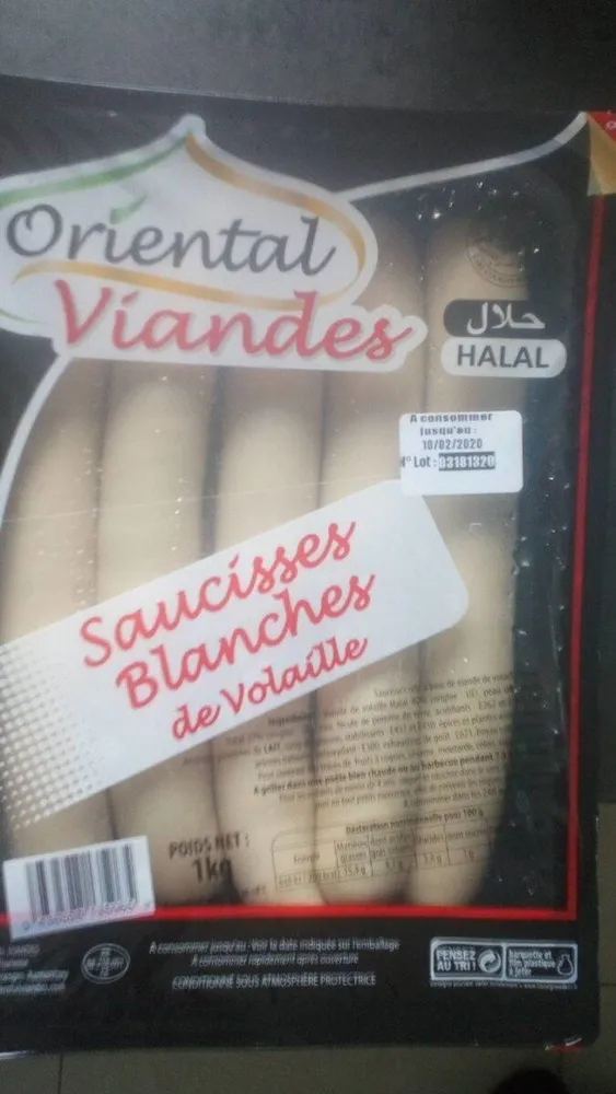 Saucisses blanches de volaille