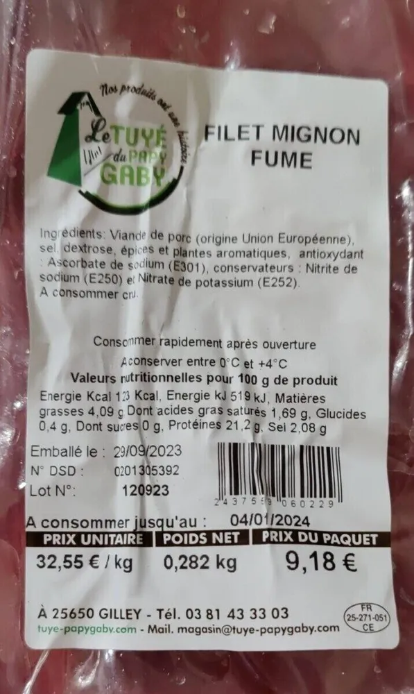 Filet mignon fumé
