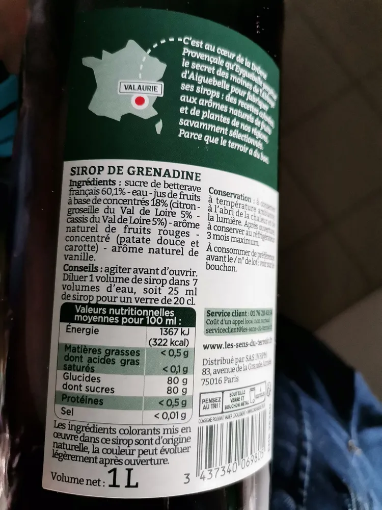 Sirop de grenadine aux fruits rouges du Val de Loire