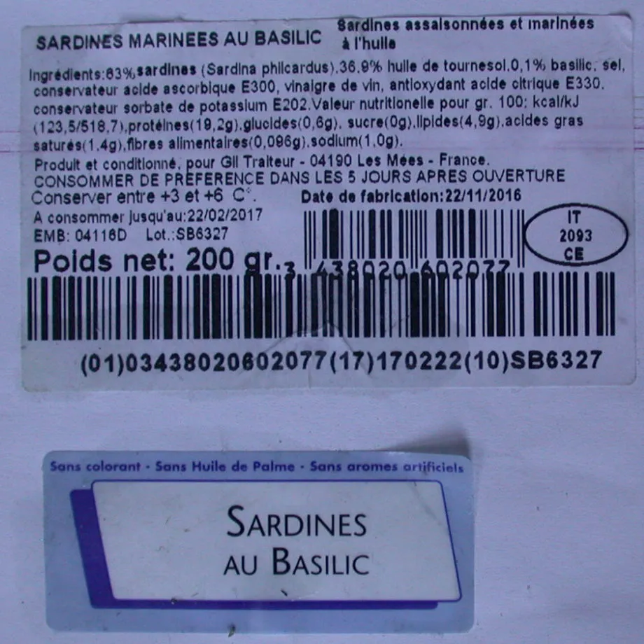 Sardines marinées au basilic