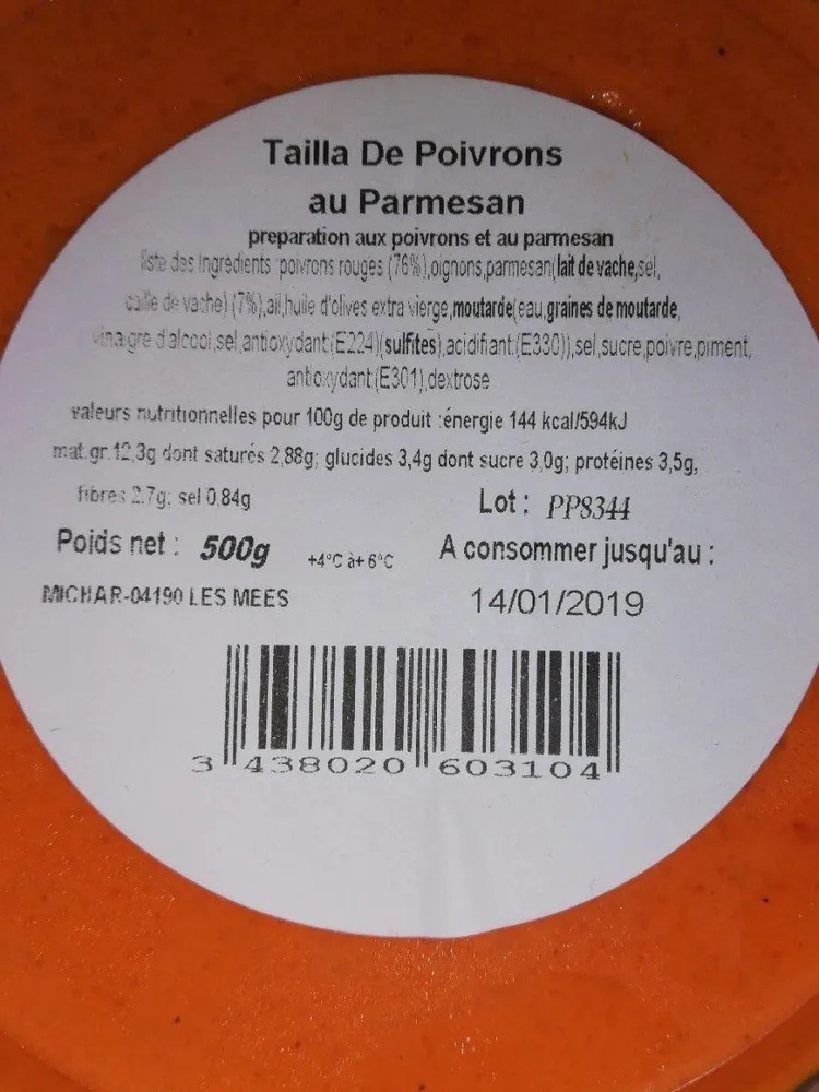 Tailla de poivrons au parmesan