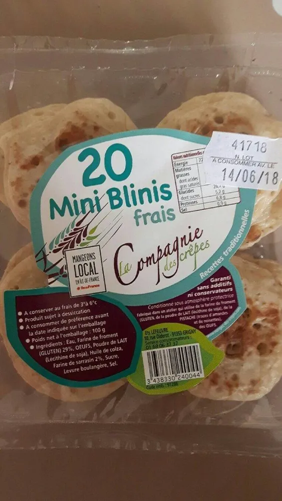 Minis blinis frais au sarrasin x20 100g