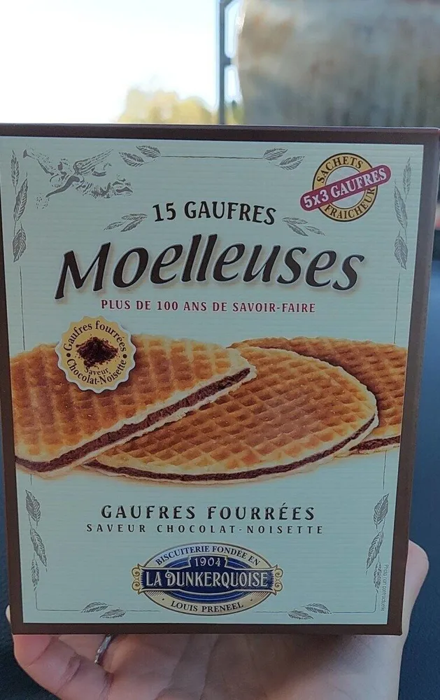 Gaufres fourrées saveur chocolat-noisette