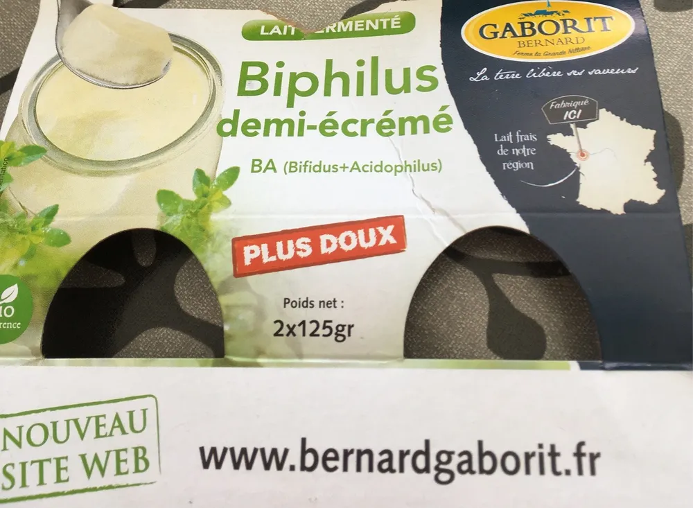 2 X 125G Yaourt Biphilus 1 / 2 Ecreme
