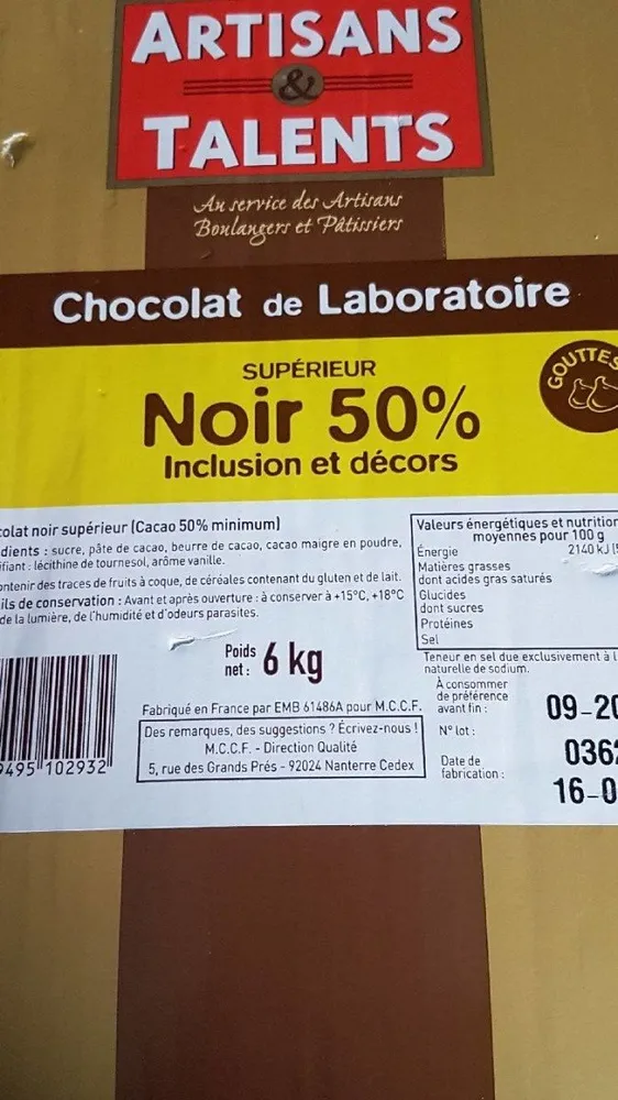 Chocolat Noir - 50% Cacao