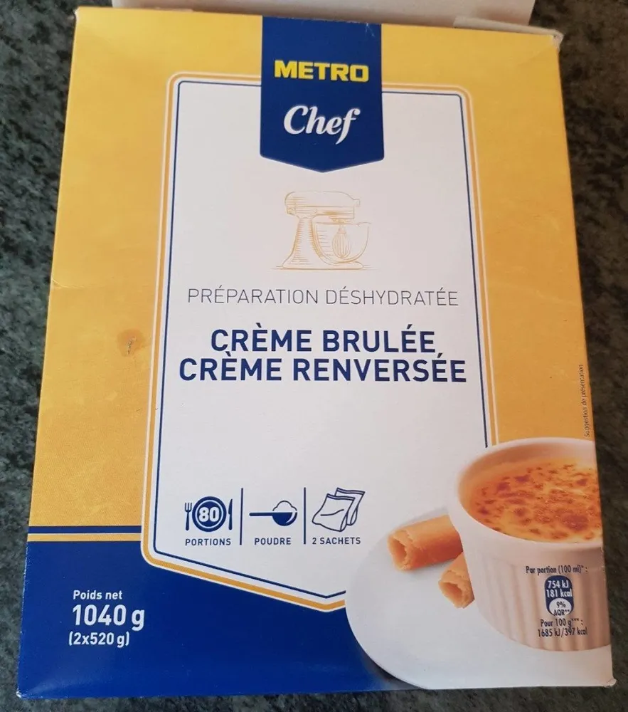 Préparation Déshydratée Pour Crème Brûlée ou Crème Renversée