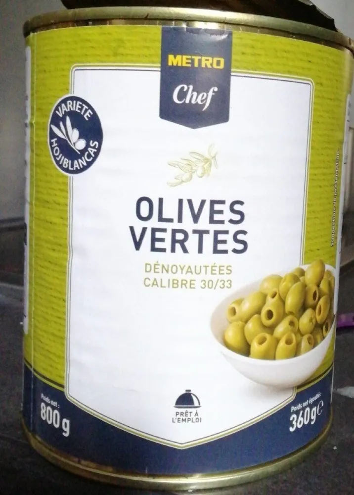 Olives vertes dénoyautées calibre 30/33