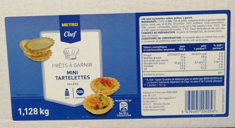 Prêt à garnir mini tartelettes salées