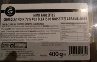 Mini tablettes chocolat noir 72% aux éclats de noisettes