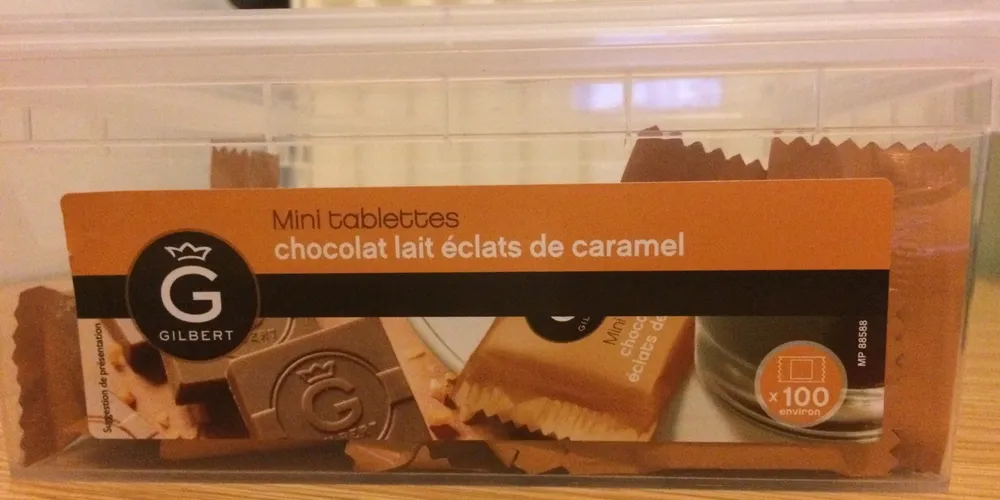Mini tablettes chocolat au lait éclats de caramel