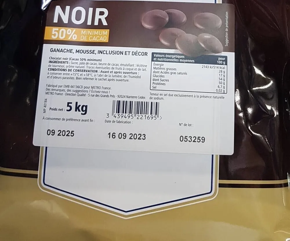 Chocolat pur beurre cacao