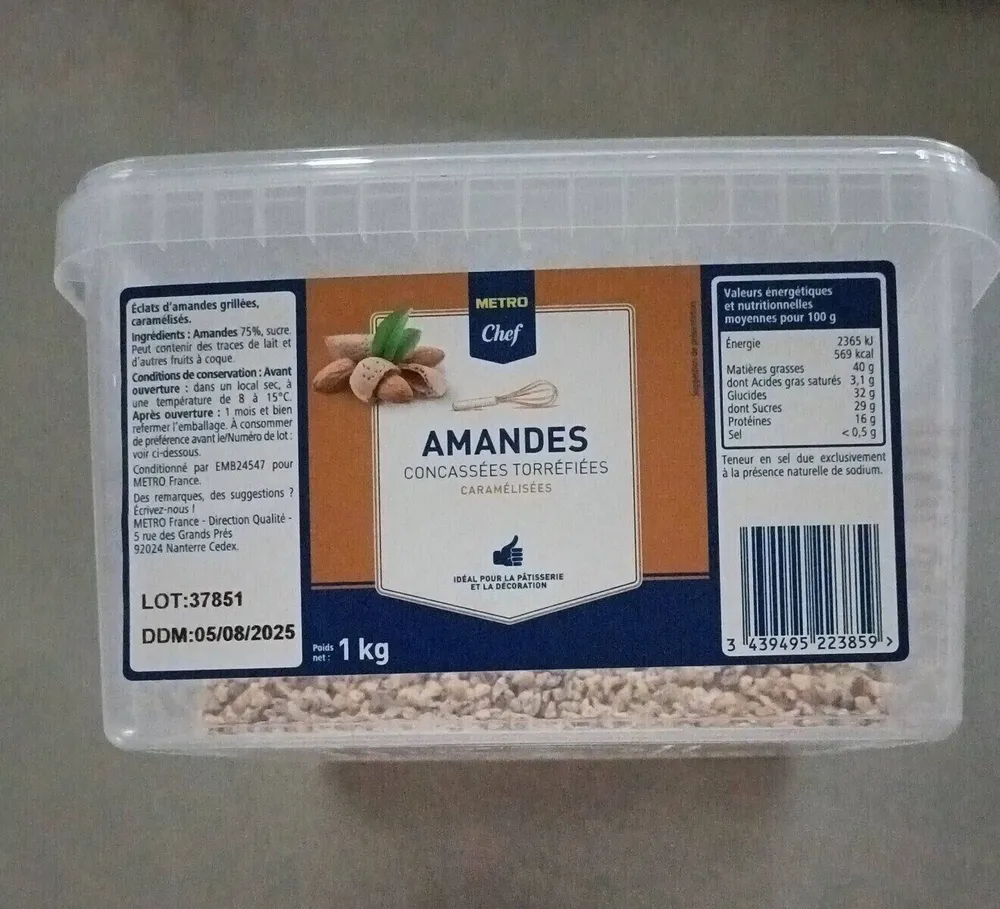 Amandes concassées torréfiées